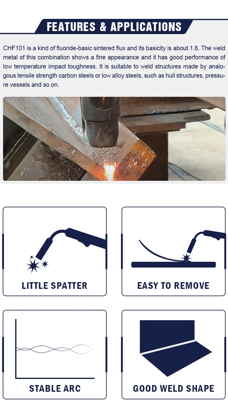 Atlantic Carbon Steel Welding Electrode CHF501 High Tensile Steels Saw Flux Wire Combination Aws A5.17 F7az Flux Low Price